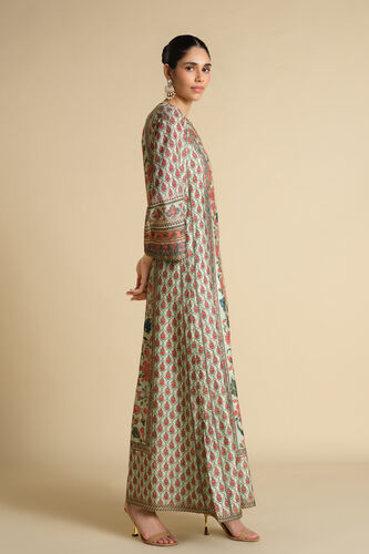 Azza Printed Silk Kaftan - Sage, Sage, image 3